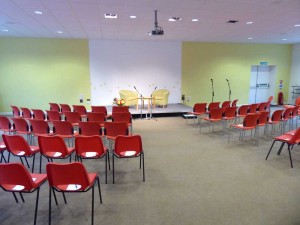 The largest meeting room is Room 1 which can accommodate 120 people in theatre style