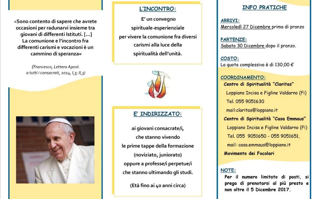 Loppiano. Corso di formazione per giovani consacrate/i.
